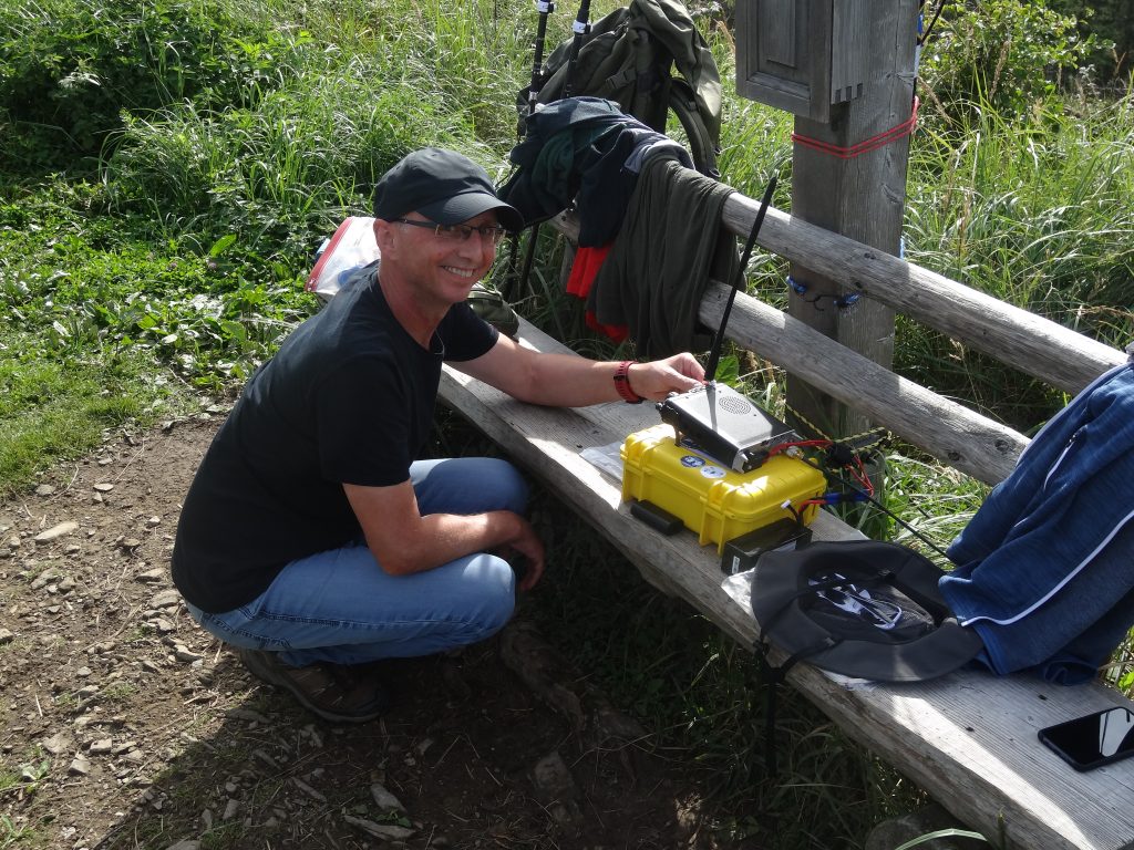 Christoph OE5CBN checking activity on the 80m band during EU SOTA Activity Day 2020