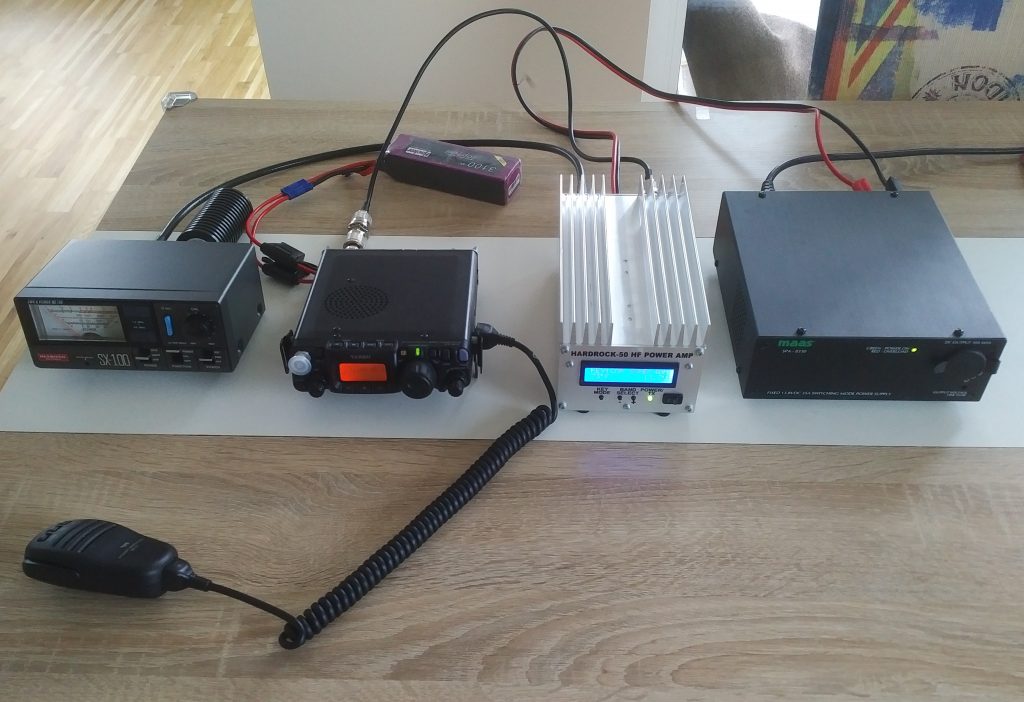 Measurement setup to determine the RF output power of the Hardrock HF-50 Amplifier across all supported bands